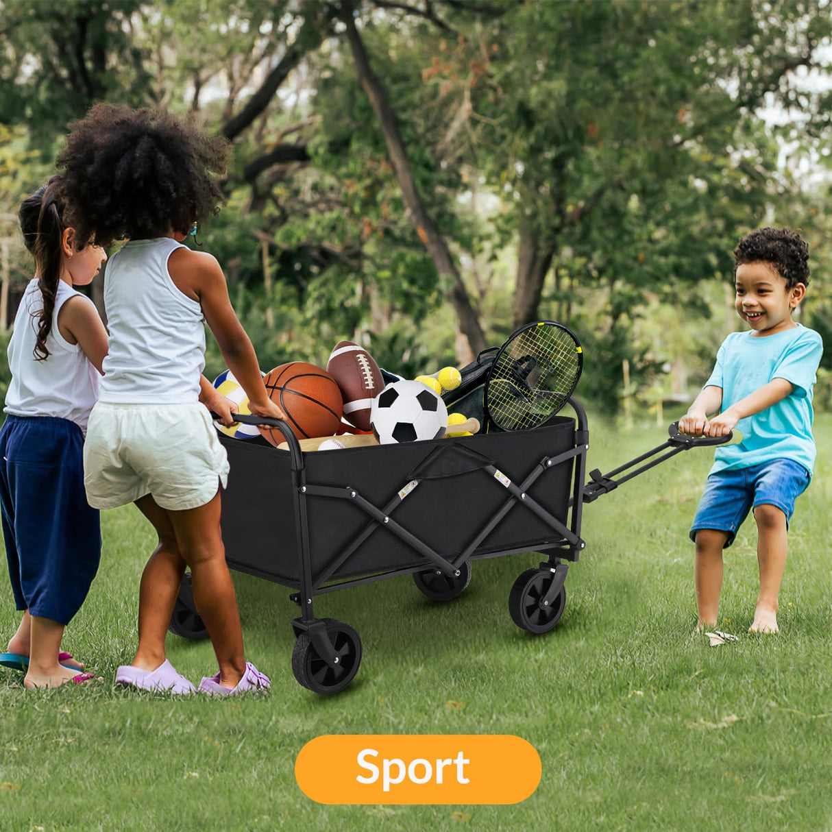 Folding Wagon Cart Large Capacity Heavy Duty Cart for Gardening,Camping,Shopping,Beach and Outdoor Sport LEWANJA