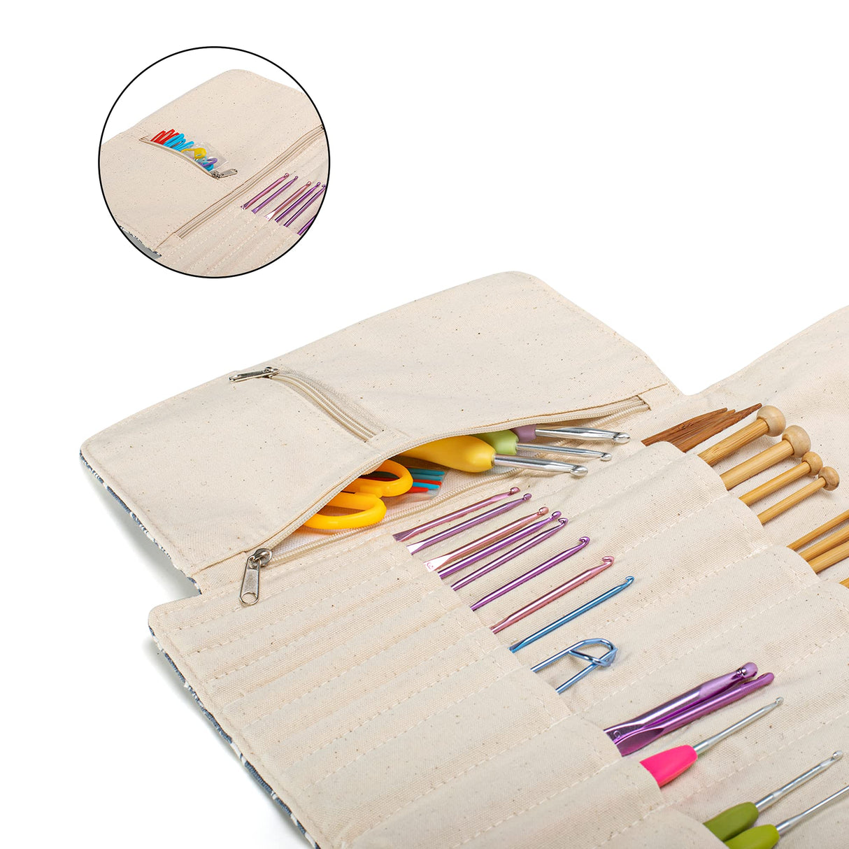 Teamoy Knitting Needles Holder Case(up to 11 Inches), Rolling Organizer for Straight and Circular Knitting Needles, Crochet Hooks and Accessories, Sheep - NO Accessories Included Teamoy