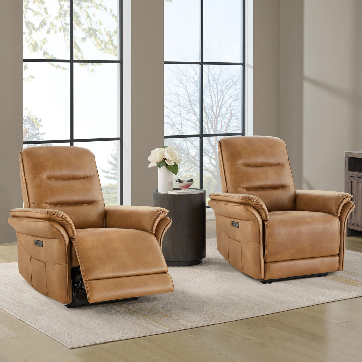 KISLOT Power Recliner Chair with Adjustable Headrest and Footrest, Leather Reclining Chair with USB/Type-C Charging, Modern Electric Recliner for Adults Living Room Bedroom KISLOT