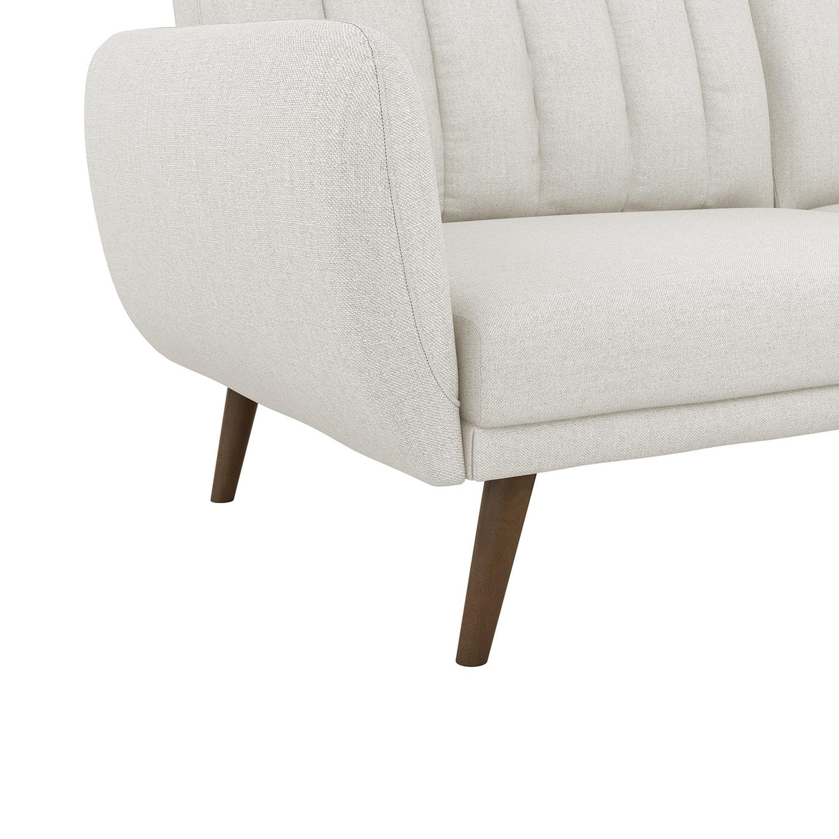 Novogratz Brittany 82 Inch Futon Sofa Bed, Upholstered Couch Sleeper with Tufted Back, Mid-Century Modern, Light Gray Novogratz