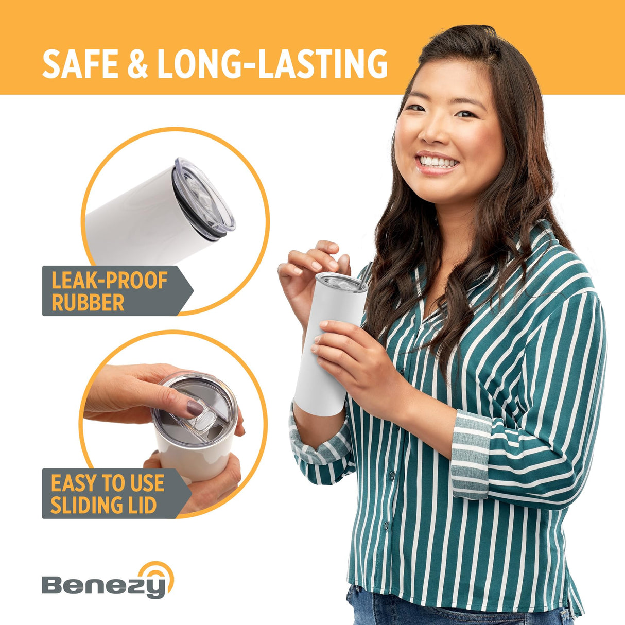 Benezy Bulk Bundle 8-Pack 20oz and 10oz Stainless Steel Sublimation Tumblers Blanks, Heat Press Sublimation Tumbler Cups Includes Lids, Straws with brush, Shrink Wrap, Silicone Base Benezy