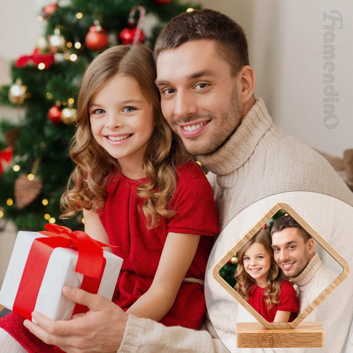 Framendino, 1 Pack Sublimation Photo Frames Blanks Heat Transfer Wood Diamond Shape Picture Frames for DIY Photo Prints Framendino