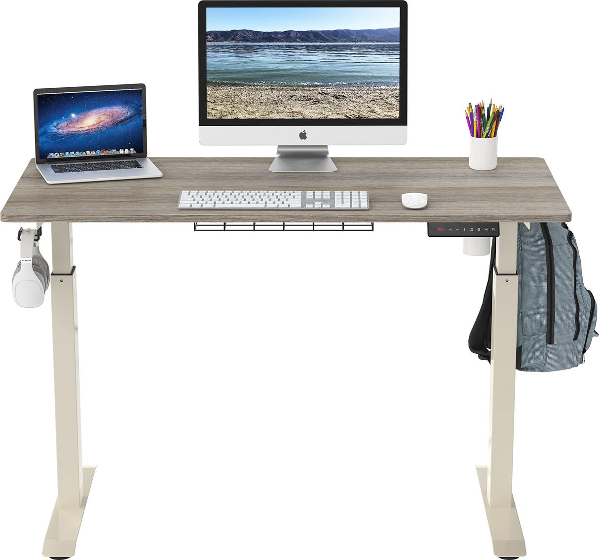 SHW Memory Preset Electric Height Adjustable Standing Desk, 48 x 24 Inches, Maple SHW