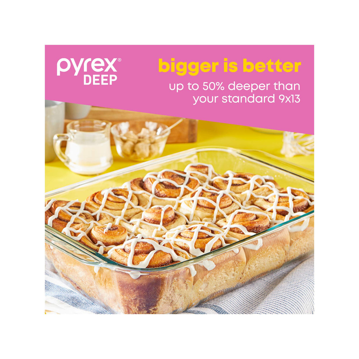 Pyrex Deep 3-Pack Glass Baking Dish Set (9"x13", 7"x11", 8"x8") With BPA-Free Lids, Rectangular Glass Bakeware, Dishwasher, Microwave, Freezer & Pre-Heated Oven Safe Pyrex
