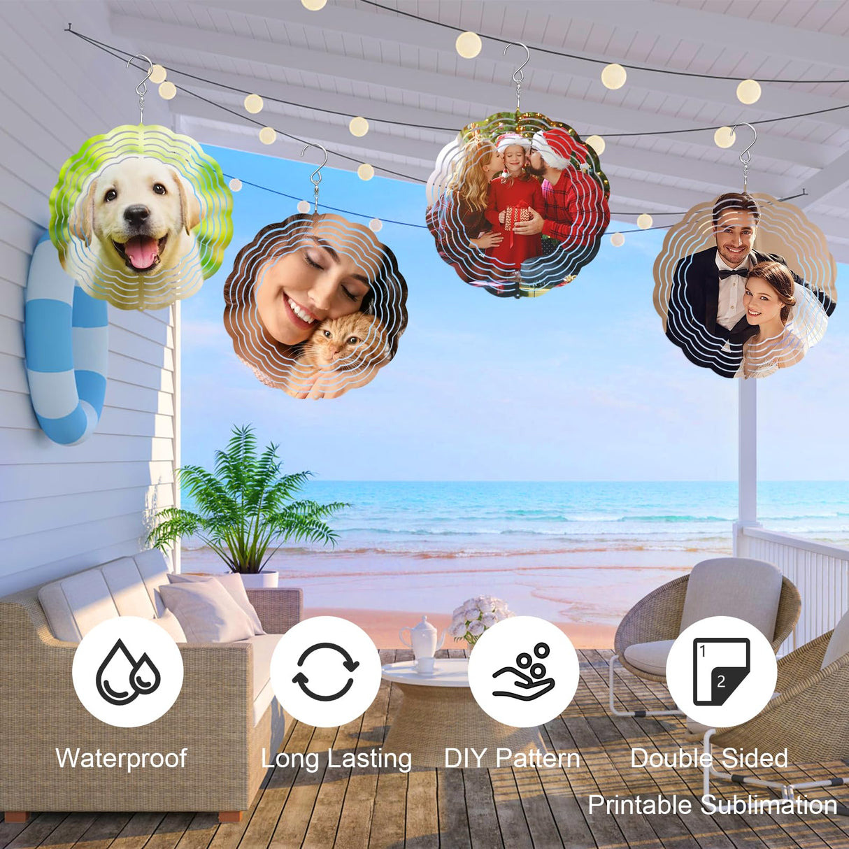 Sublimation Wind Spinner Blanks,8 Inch Wind Spinners Sublimation Blanks Products,3D Aluminum Metal Round Sublimation Wind Spinners for Indoor Outdoor Garden Yard Decoration (8 Pcs) Keepwaters