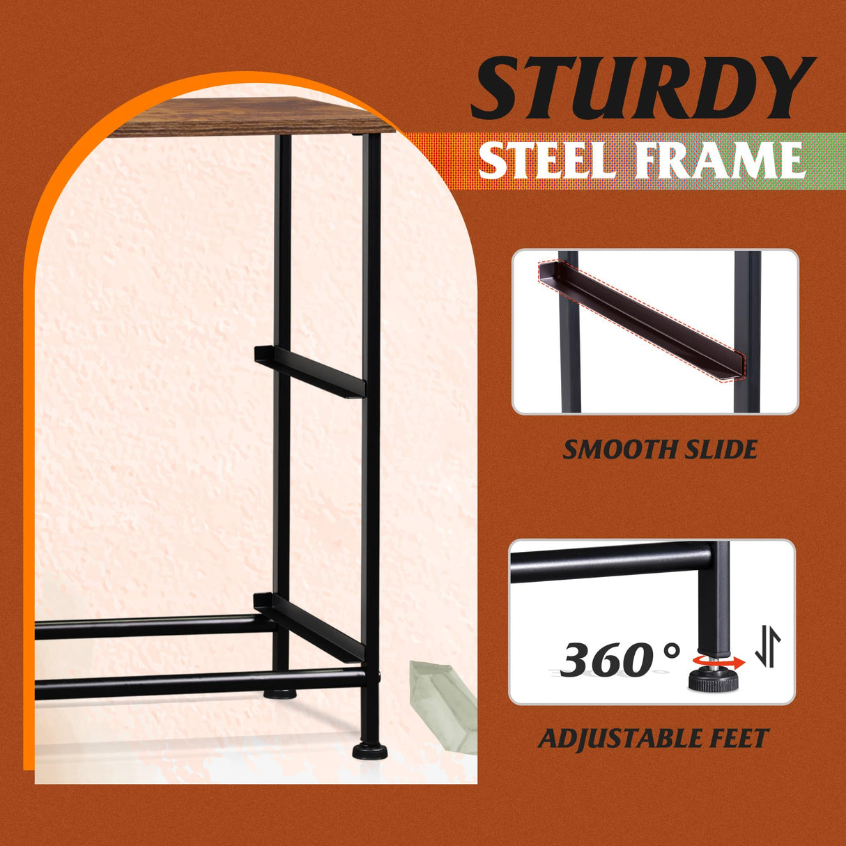 WLIVE Nightstand Set of 2, 2 Drawer Dresser for Bedroom, Small Dresser with 2 Drawers, Bedside Furniture, Night Stand, End Table for Bedroom, College Dorm, Rustic Brown Wood Grain Print WLIVE