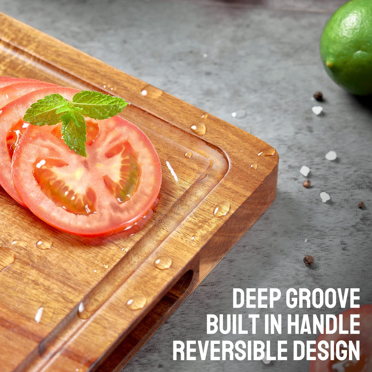 OAKSWARE Cutting Boards, 17x13 Large Acacia Wooden Cutting Board for Kitchen, Edge Grain Reversible Wood Chopping Board with Juice Groove and OAKSWARE