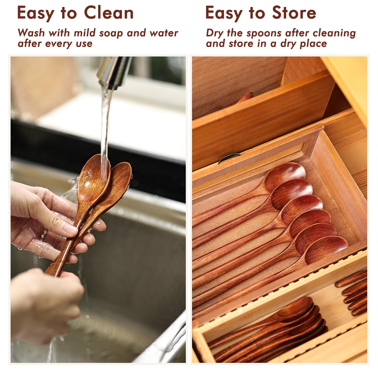 6/9/12in Wooden Spoons, 6pcs Soup Spoons Set, Small Wooden Utensils for Coffee, Tea, Jam, Sugar, Ice Cream and Bath Salts (6pcs 6in) YOLO CGC