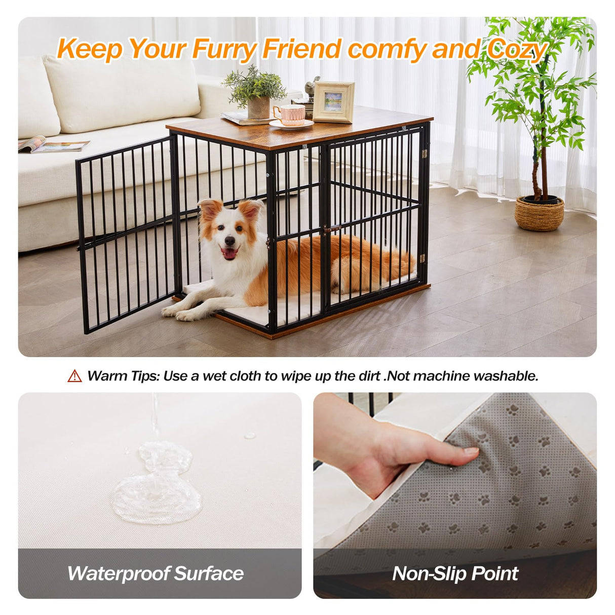 Made4Pets Dog Crate Furniture Dog Kennel Indoor Decorative Wood Dog Cage, 31”L x 21.6”L x 25.3”H, Brown MADE 4 PETS