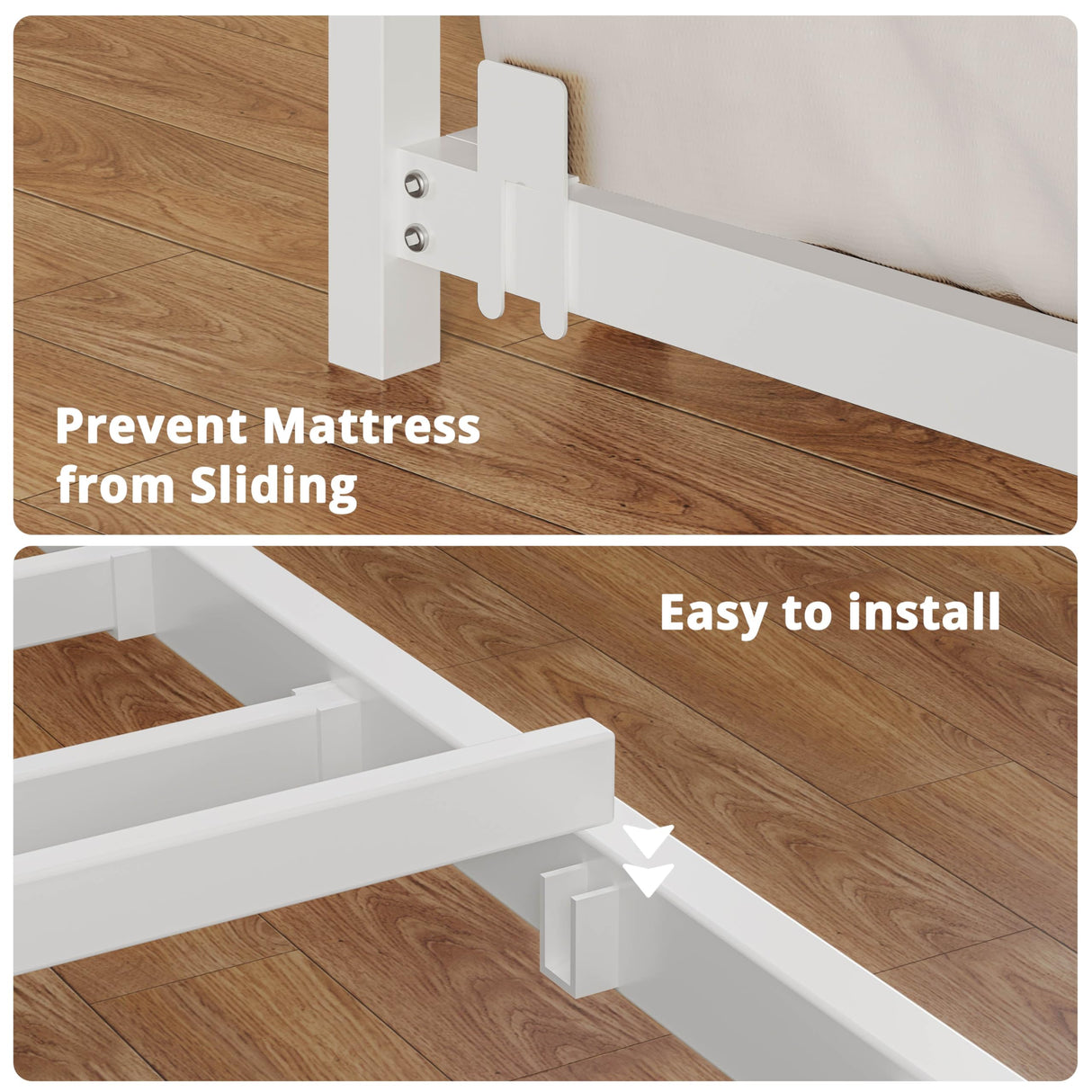 LIKIMIO Daybed with Trundle, Sturdy Metal Full Size Bed Frame with Upholstered Headboard and Charging Station for Living Room, Bedroom and Guest Room, White LIKIMIO