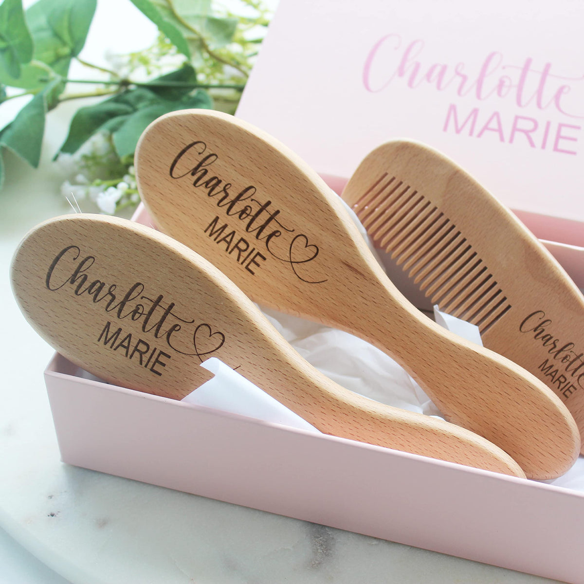 Personalized Baby Gift | Baby Brush | Personalized Baby Brush | 3pcs Set | Personalized Wooden Baby Brush | Personalized Baby Gift Girls | Newborn Baby Essentials Forever Personalized