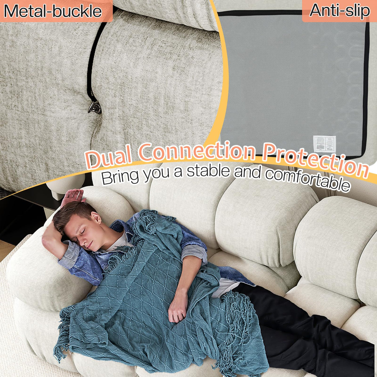 Jocisland 110'' Modular Compression Sectional Sofa Couches for Living Room Apartment, Oversize L Shaped Cloud Couch with Reversible Chaise Ottoman, Comfy Modern 4 Seater Boucle Floor Loveseat, Beige Jocisland