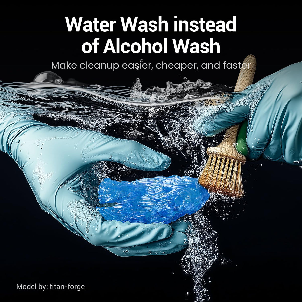 UNIFORMATION Water Washable Resin Easy to Clean Fast UV Curing 3D Printer Resin Photopolymer Low Viscosity Rapid 3D Resin Liquid with High Precision Suit for SLA/LCD/DLP Printing Clear Blue 1KG Uniformation