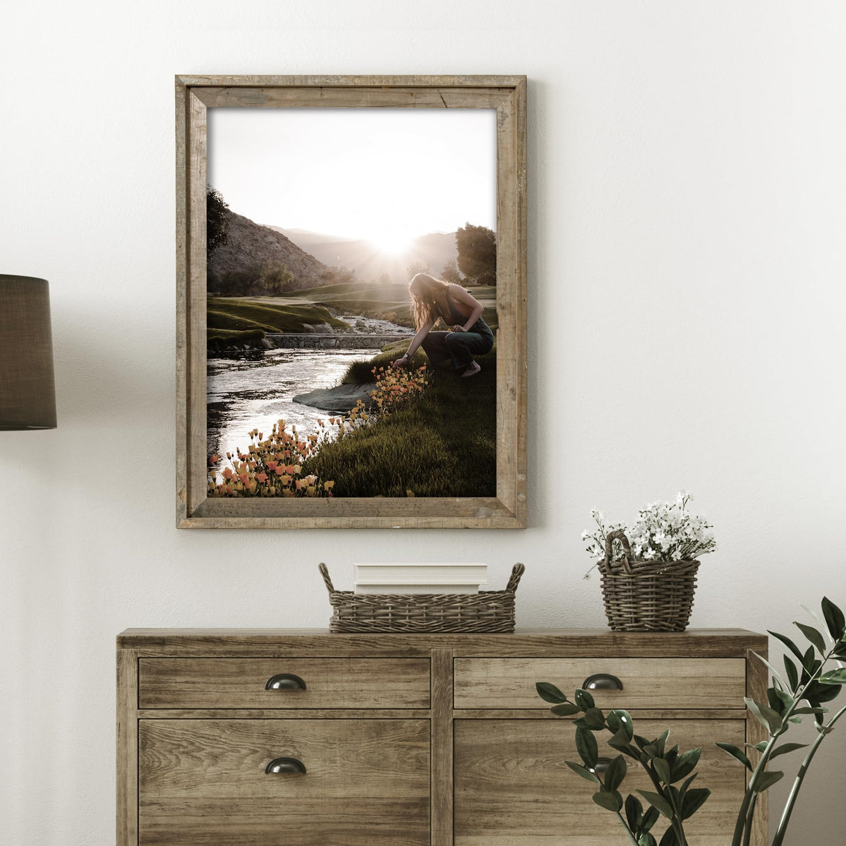 Rustic 12x18 Picture Frame, Reclaimed Barnwood Photo Frame with HD Tempered Glass, Distressed Family Art Gallery Corner, Horizontal and Vertical Wall Mounting Display with Hardware, Set of 1 FLYJOE