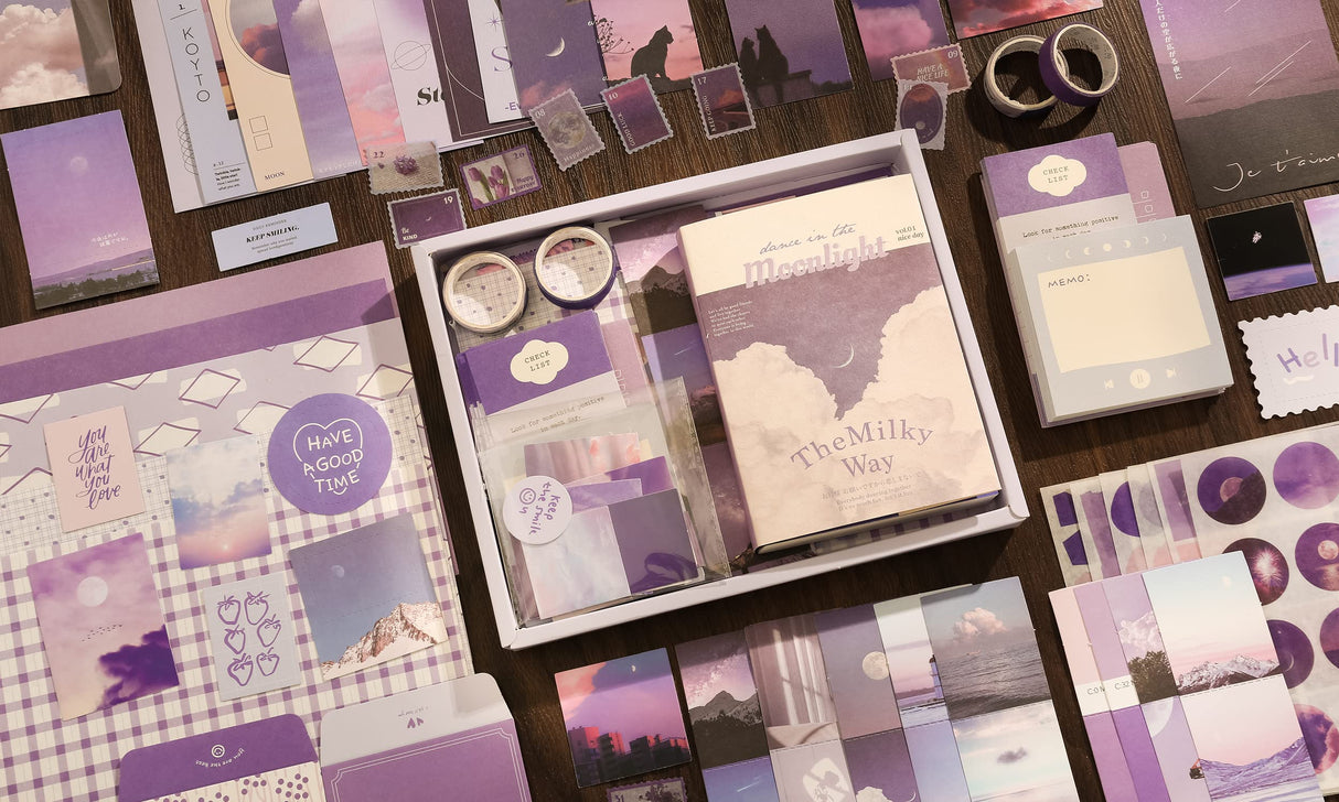 348 Pcs Scrapbooking Supplies Kit, Vintage Aesthetic Scrapbook Kit for Bullet Junk Journal, Stationery, A6 Grid Notebook, DIY Journaling Supplies, Birthday Craft Gift for Teen Girl Kid Women emmoolife