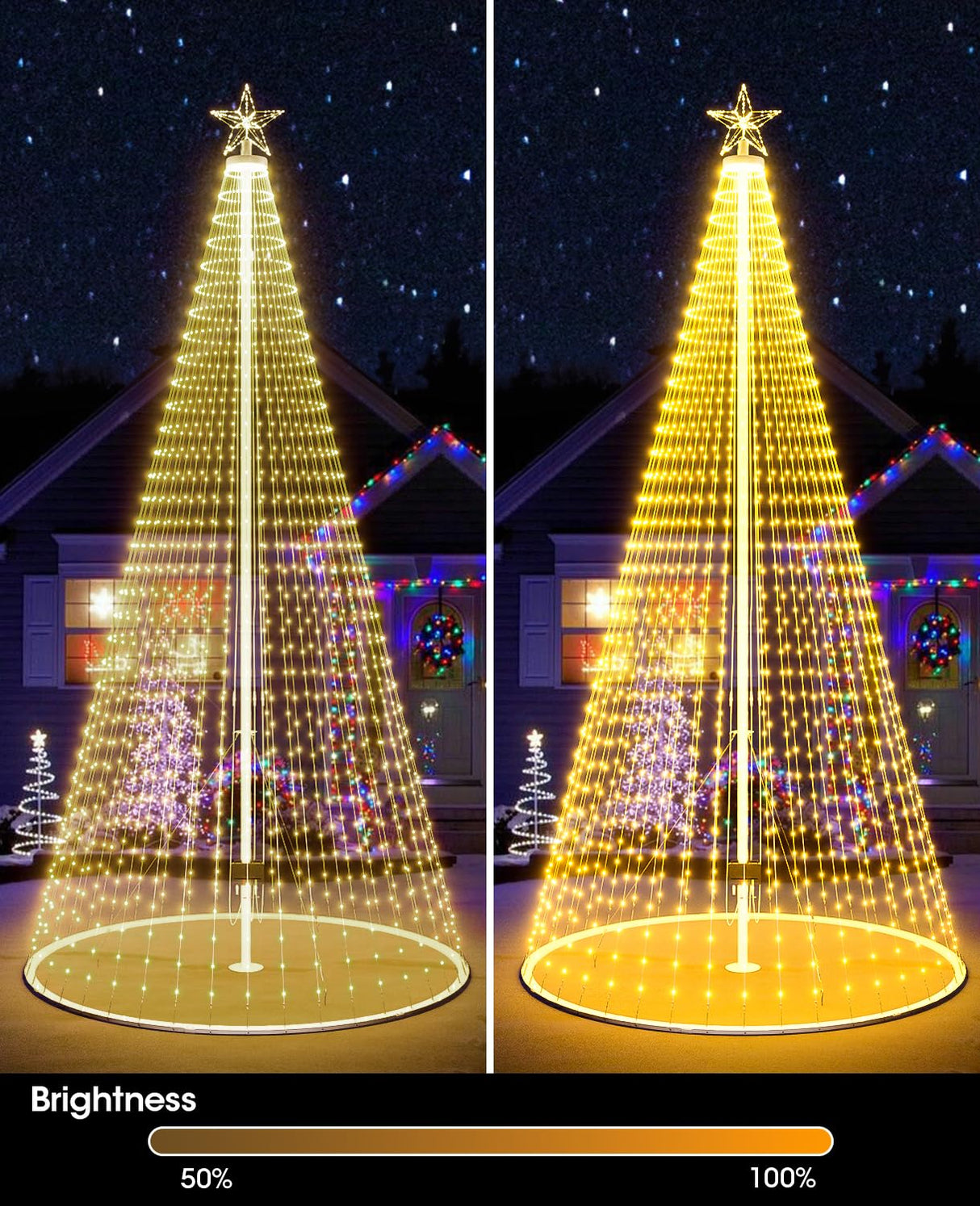 Esfos Led Outdoor Christmas Tree, 20 ft Prelit Christmas Tree, Smart Outside Christmas Tree Light Show App Control with 1512 LED Lights Color Changing Sync APP & Remote Control Christmas Tree Lighting Esfos