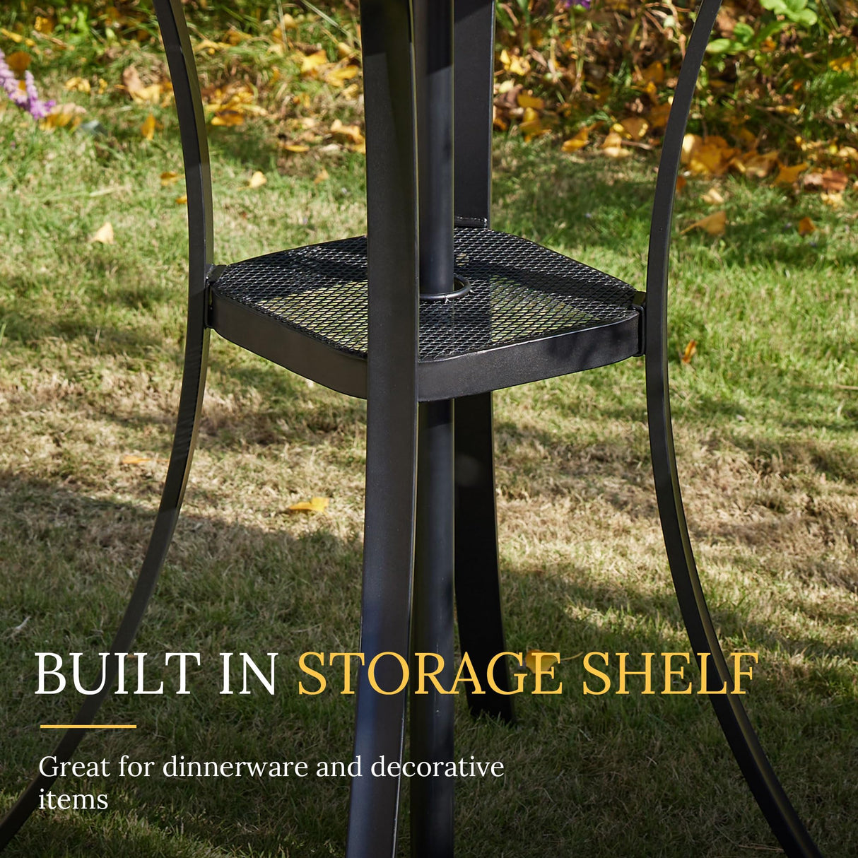 VICLLAX 28" Round Outdoor Bar Table, Counter Height Patio Table with Adjustable Umbrella Hole for Balcony, Black VICLLAX