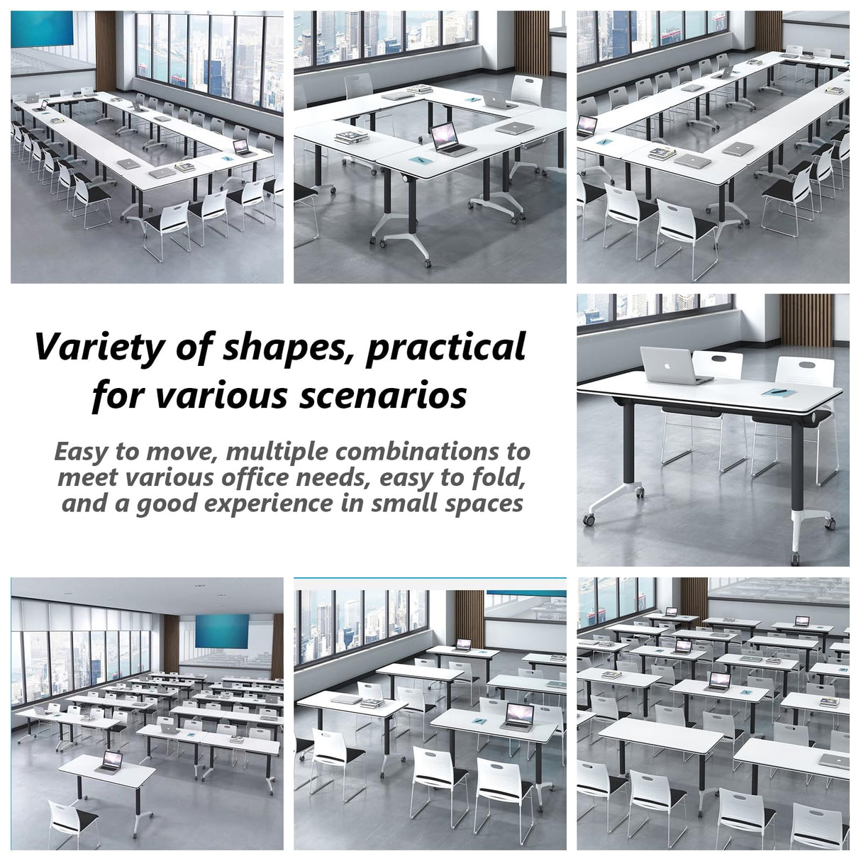 HSHBDDM Folding Conference Table Foldable Conference Table, Conference Rooms Flip Top Mobile Training Table, Folding Flip Top Office Meeting Table Mobile Conference Table for Office,Meeting Room HSHBDDM