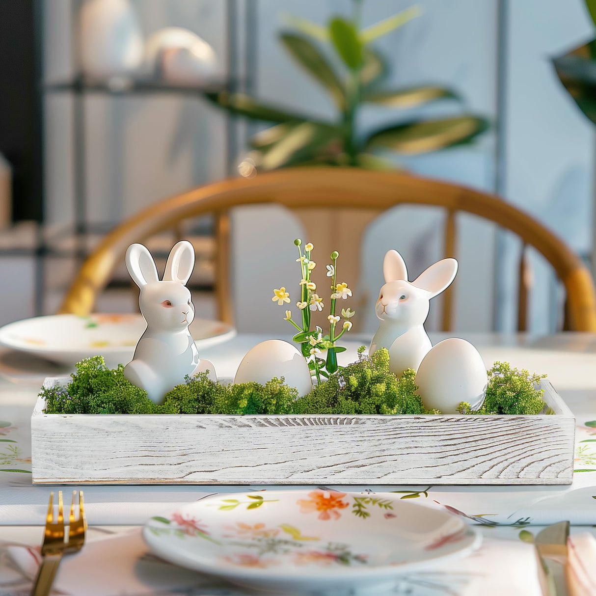 LotFancy Wooden Decorative Tray, Set of 2, Long Rustic Centerpiece Tray for Dining Room, Coffee Table Décor, Rectangle Farmhouse Tray LotFancy