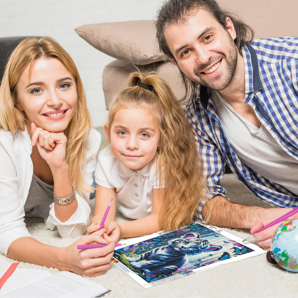 DPHERO Cute Tiger Diamond Painting Kits for Beginners Adults,5D DIY Rose Flowers Diamond Art Kits,Round Full Drill Butterfly Painting Art,DIY Paint by Numbers for Home Wall Decor 12x16 inch DPHERO