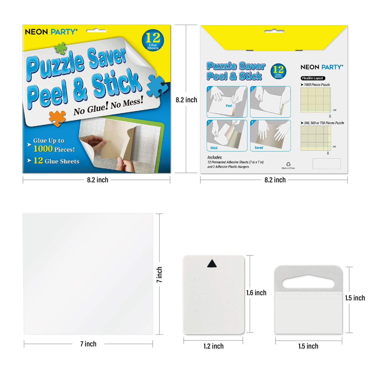 Neon Party 12 Sheets Puzzle Saver Up to 1000 Piece Puzzles for Adults and Kids NEON PARTY