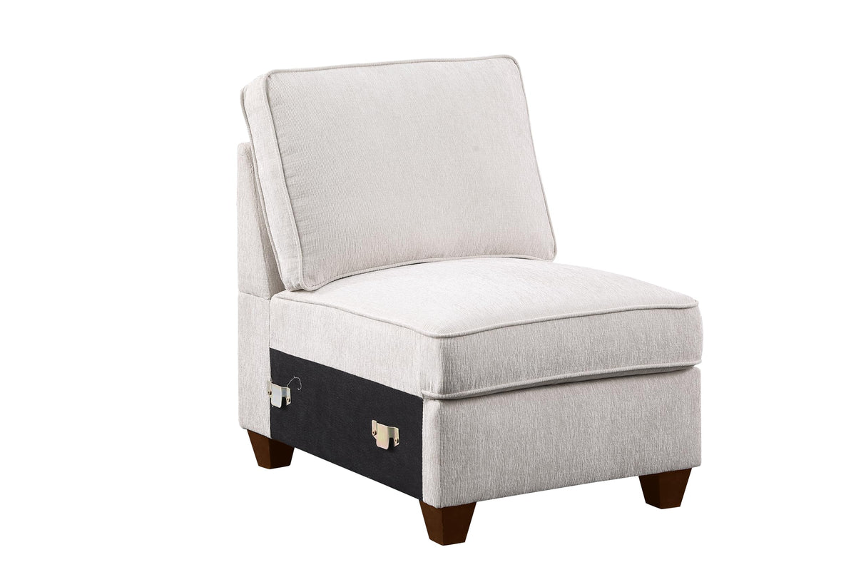 YOPTO 127" L-Shaped Sectional Couch with Movable Ottoman & 6 Throw Pillows,7 Seat Chenille Upholstered Sofa W/2 Cup Holder,USB Port & Hidden Storage Box,DIY Combination,for Living Room,Apartment,Beige YOPTO