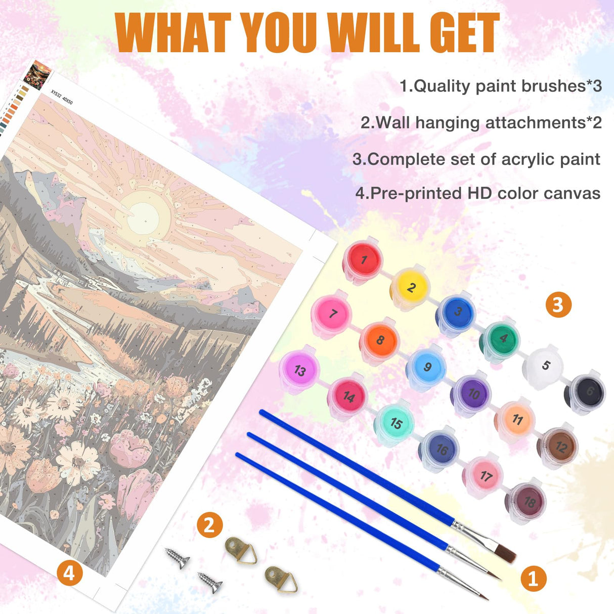 Lxmsja Mountains Paint by Numbers Kit for Adults, Sunset Acrylic Paint by Numbers for Adults Beginner, DIY Craft Supplies Oil Painting Kits for Home Wall Decor 16x20 inch (No Frame) Lxmsja