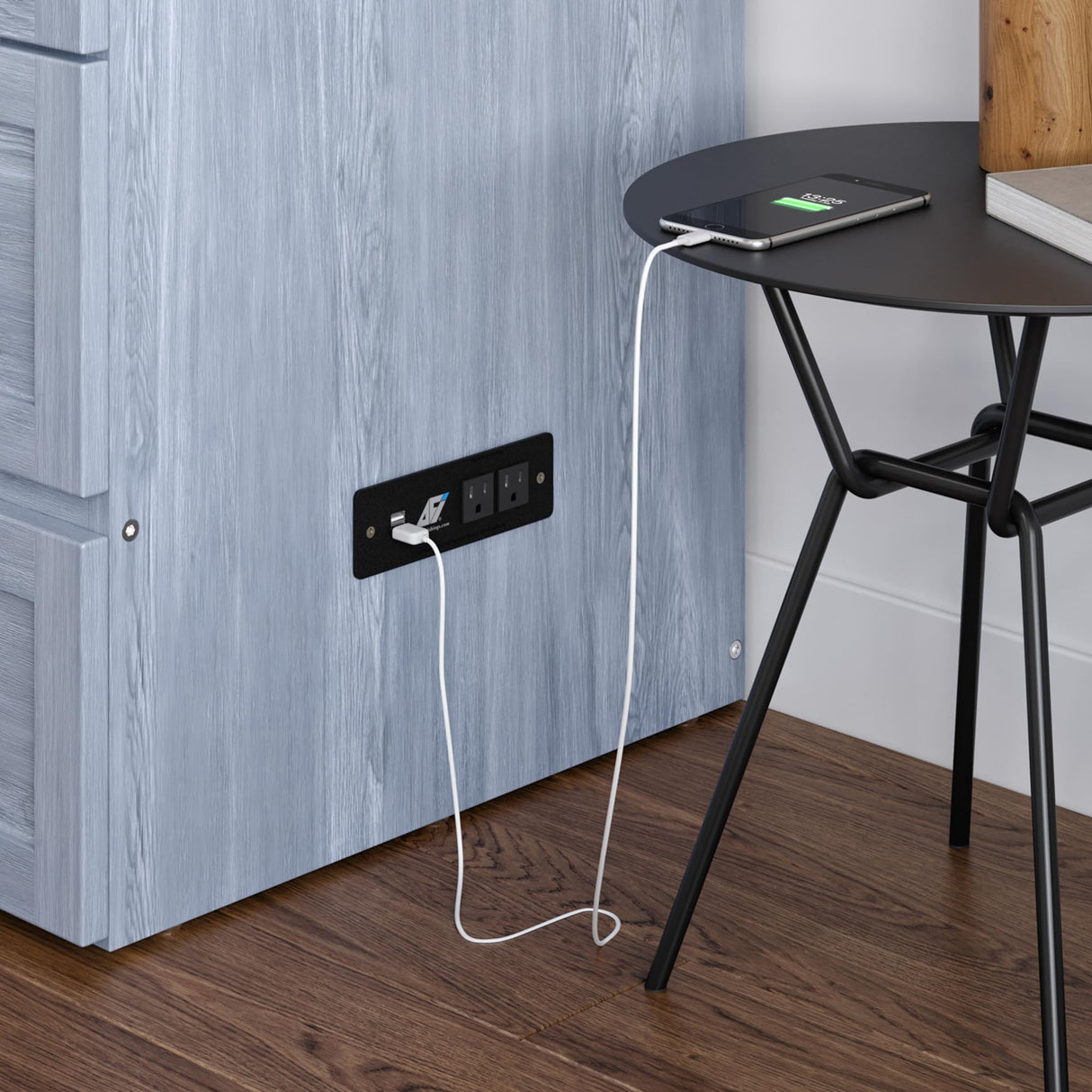 AFI, Northfield Murphy Bed Chest Twin XL with 6" Mattress, Storage Drawer & Built-in USB Charger, Driftwood AFI