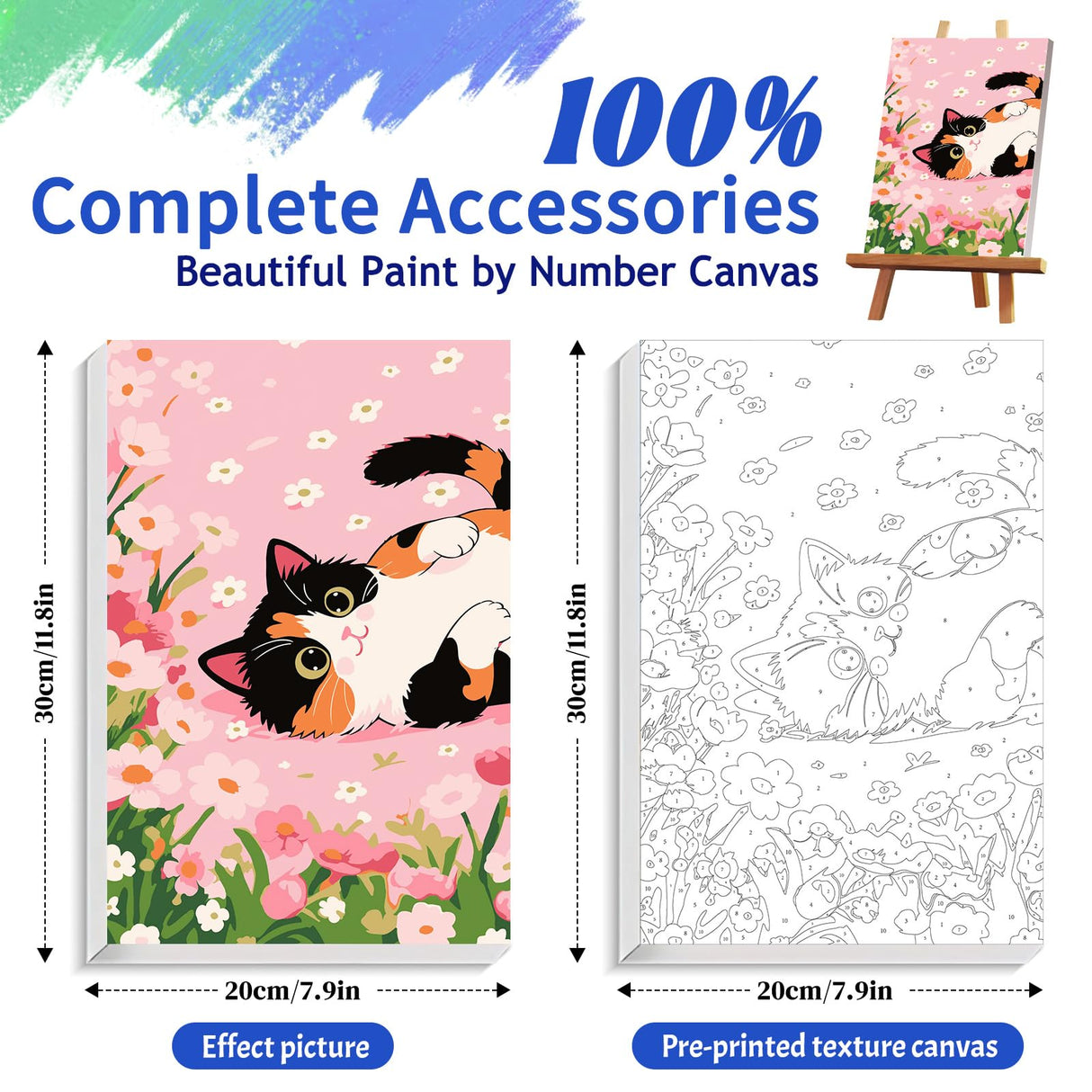 ZTOTZ Cats Paint by Numbers Kit for Kids Beginner,Funny Animal Paint by Numbers Kit for Adults Framed, Mini Number Artist Kits for Home Wall Decor (8X12 inch) ZTOTZ