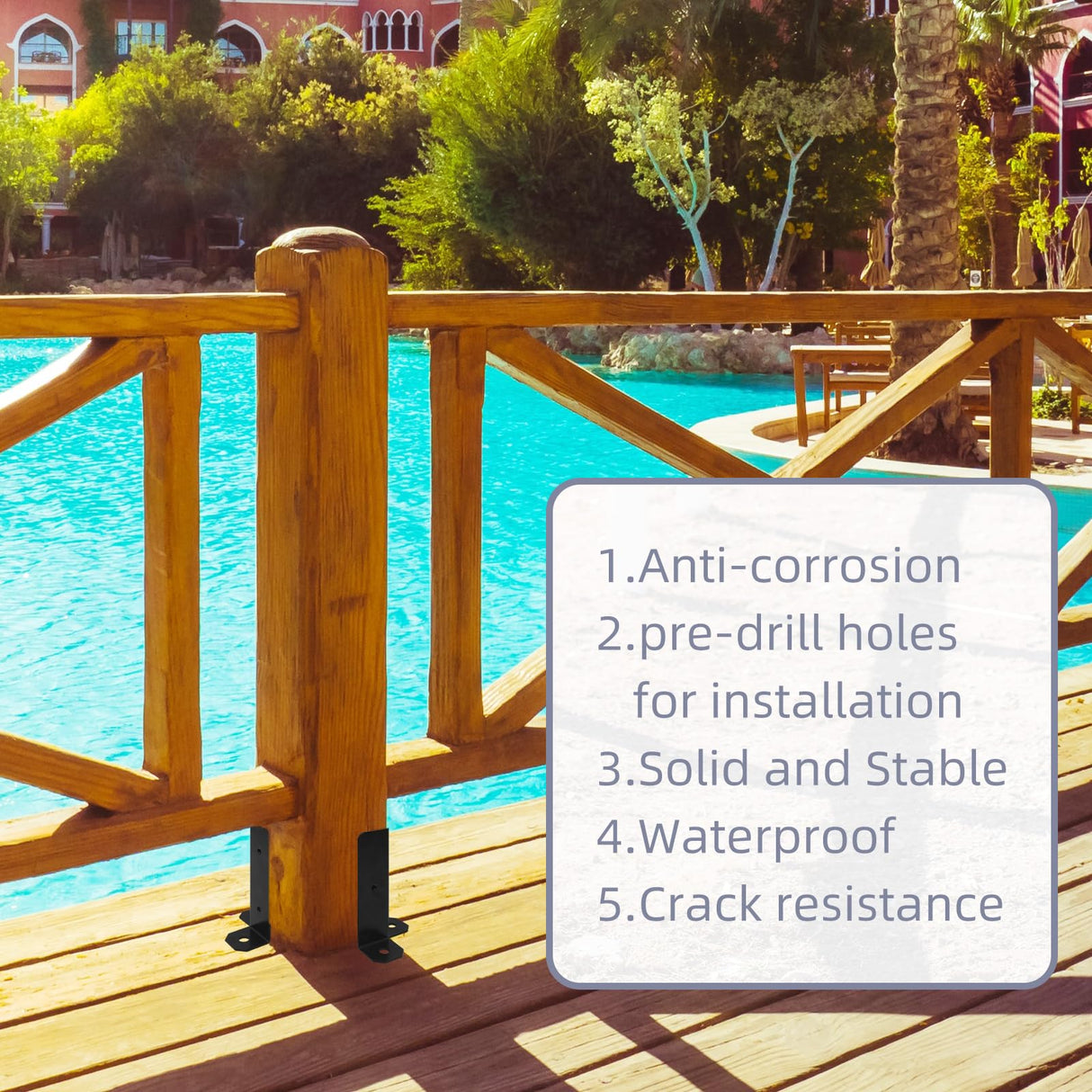 Cskunxia 8Pcs Adjustable Post Base Bracket Fit 1.5x1.5, 2x2, 2x4, 4x4 Post Deck Post Anchor Base Brackets Adjustable Wood Fence Pergola Brackets for Railing Mailbox Deck Cskunxia