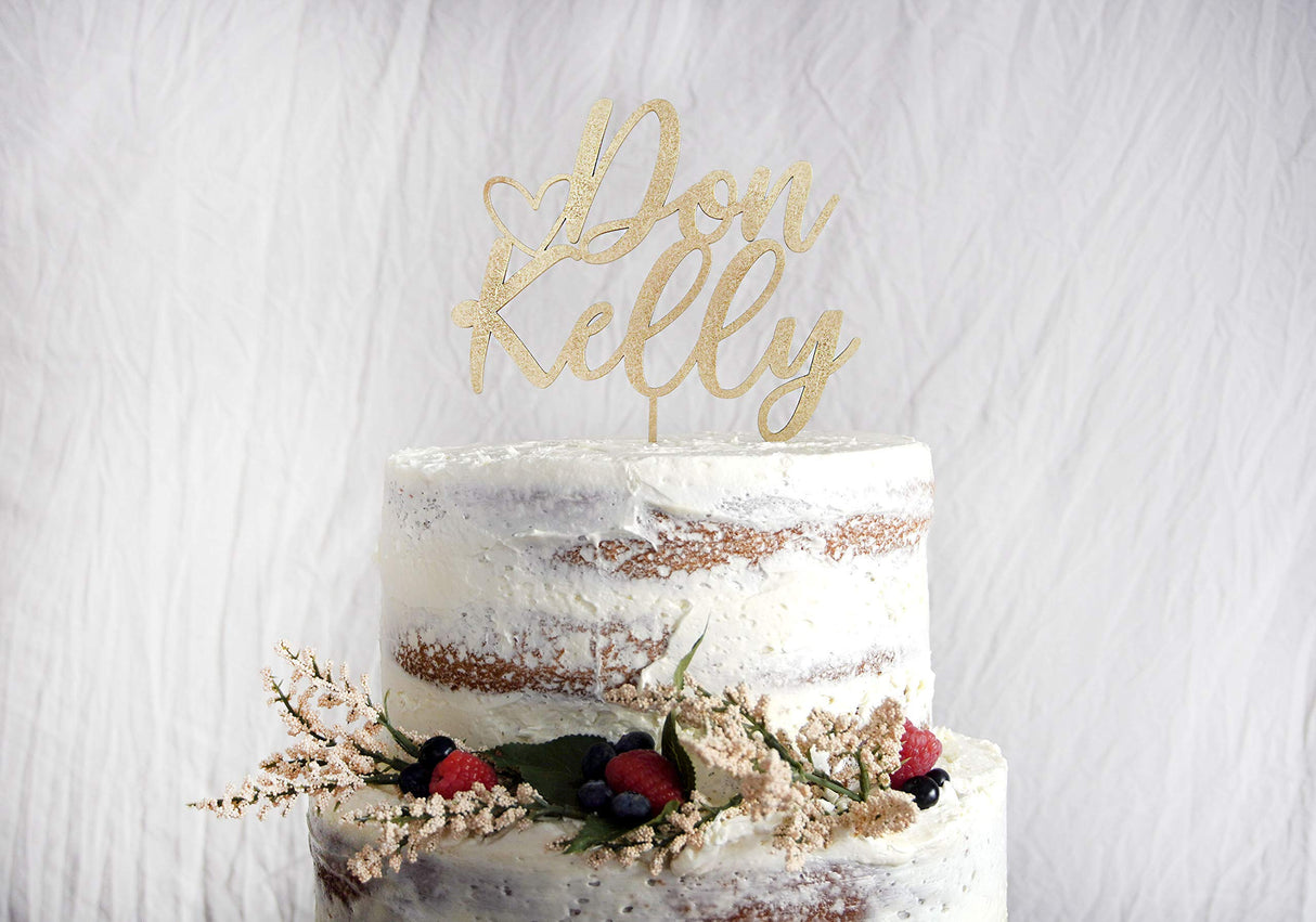 Personalized Rustic Name Wedding Cake Topper | Custom Cake Topper | Wood Cake Topper designLEE Studio