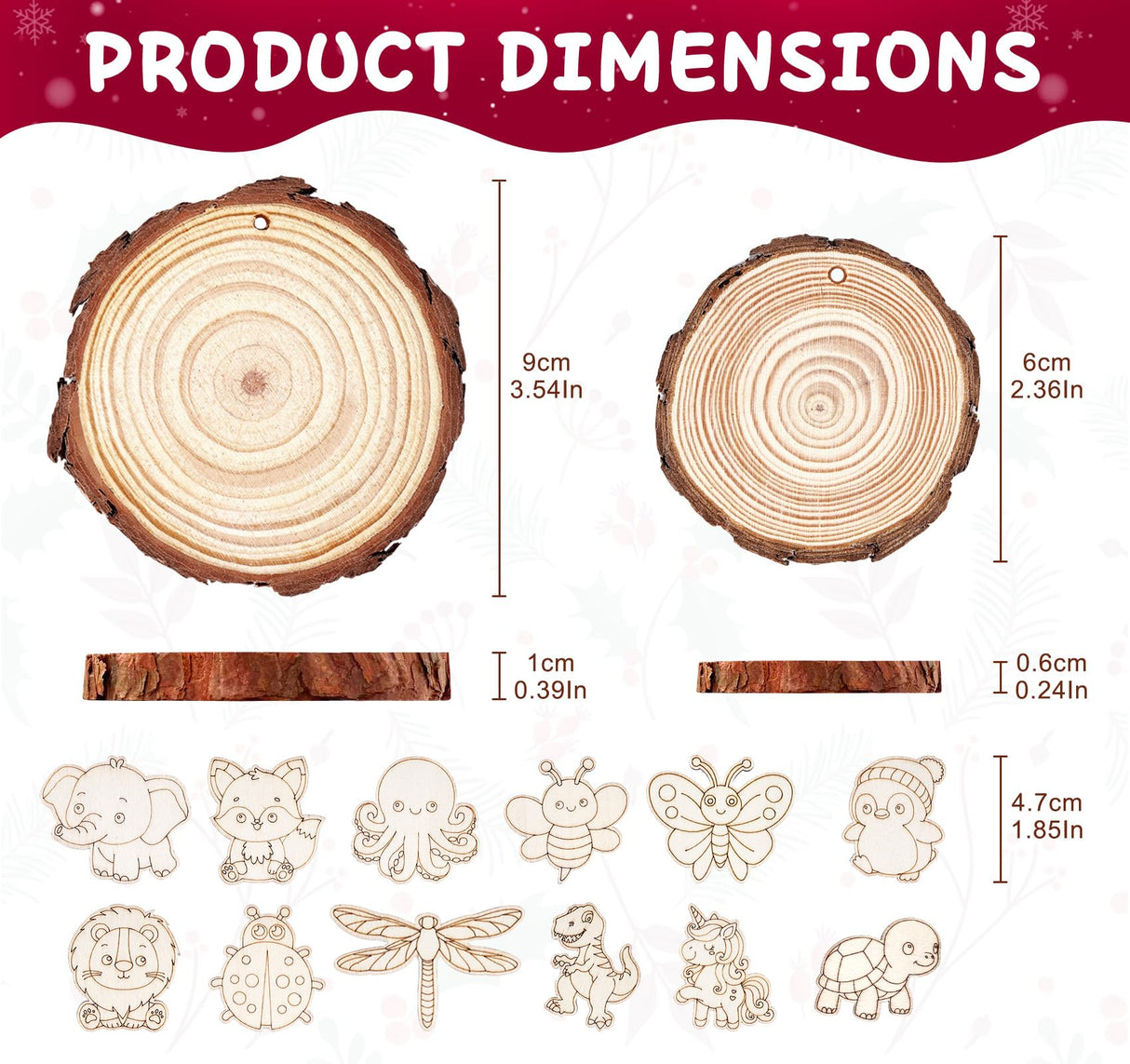 Timburst Wooden Crafts to Paint-Glow in The Dark, 20 Pcs Wood Slices, Wooden Painting Crafts for Kids, Kids Activities Creative Art Set for Birthday Christmas Timburst