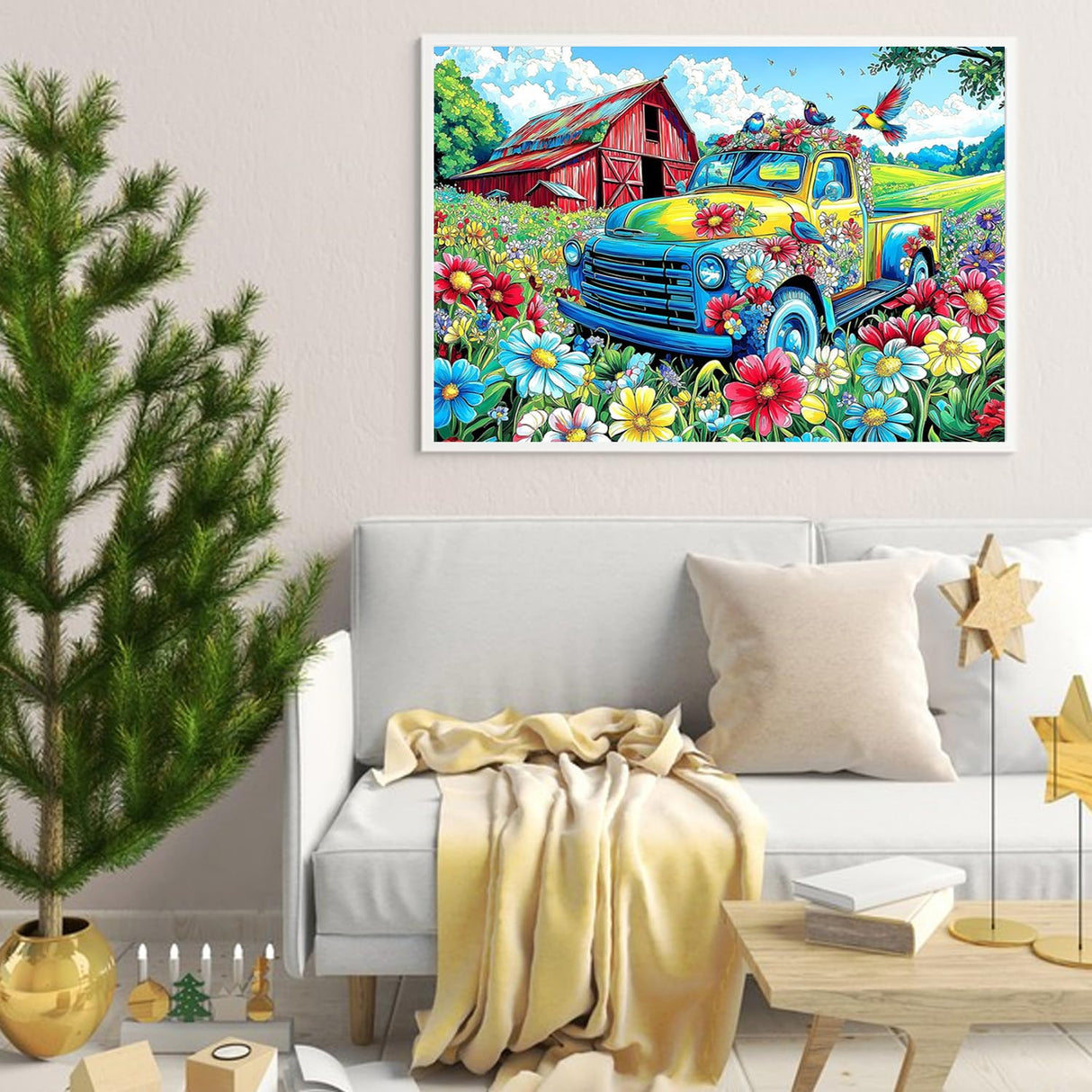 Diamond Art Kits for Adults Beginner- Pickup Truck DIY Modern Diamond Painting Kits 5D Diamond Dots Gem Art Crafts with Tools- Round Full Drill Funny Crafts for Home Wall Decor&Gift-12x16inch Fairyland JinWenn