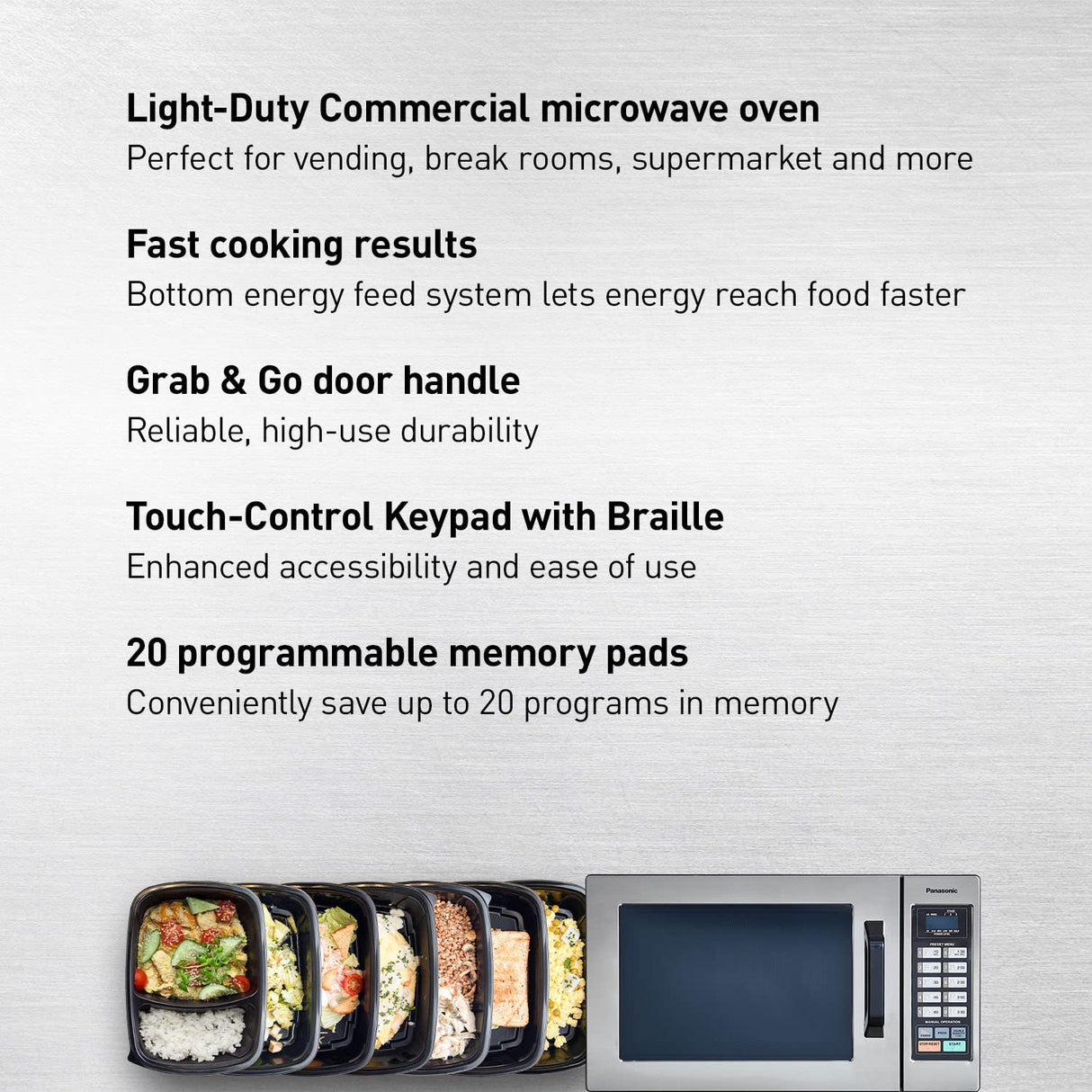 Panasonic Consumer NE1054F 1000 Watt Commercial Microwave Oven With 10 Programmable Memory, Stainless Panasonic