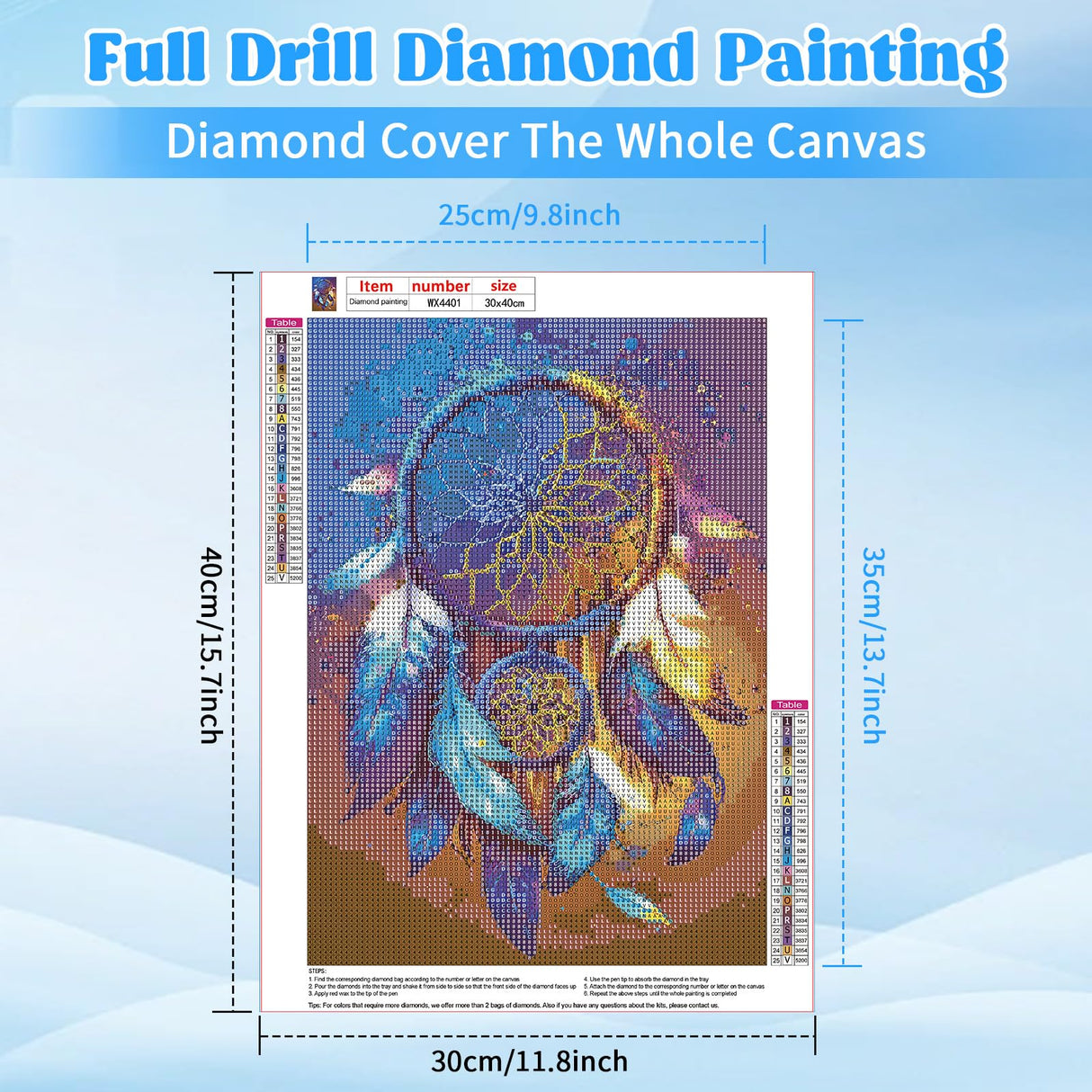 RICUVED Diamond Art Kits for Adults, Diamond Art Kits Full Round Drill Dreamcatcher Diamond Art, Starry Sky Diamond Gem Dots Art and Crafts for Gift Home Wall Decor 12x16Inch RICUVED