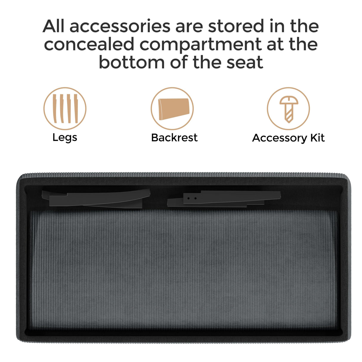 Yaheetech Small Mini Sofa Couch Armless Loveseat Futon for Bedroom, Corduroy Fabric & Easy Assembly, for Small Spaces Living Room,Dorm,Office,Apartment, Dark Grey Yaheetech