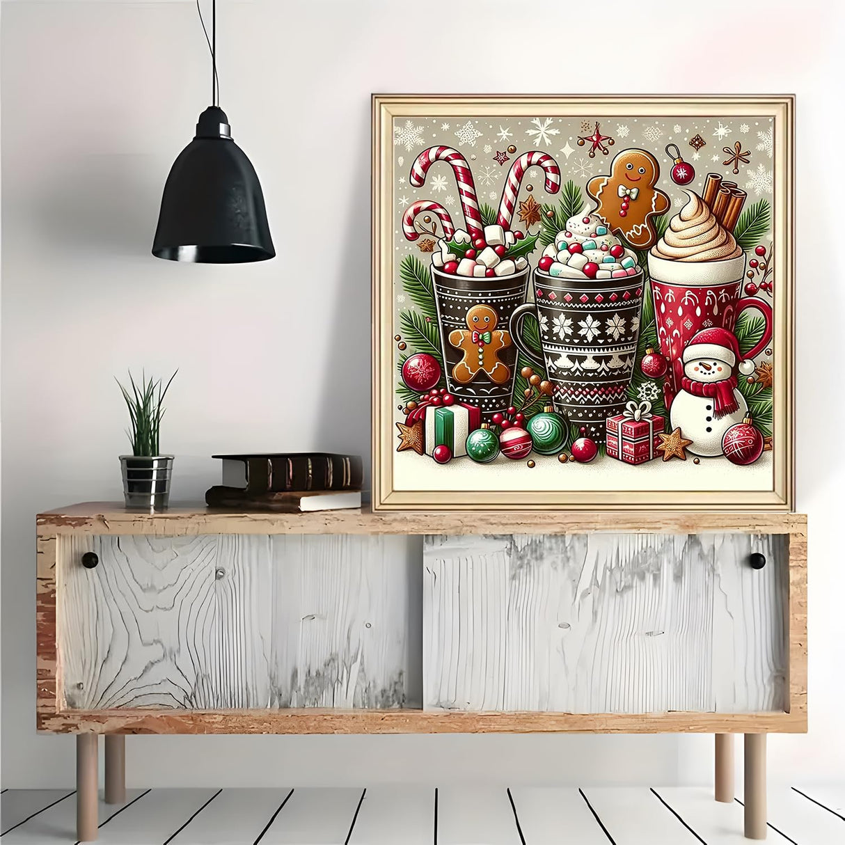 Christmas Snowman Ice Cream Cup Diamond Art Painting Kits for Adults, Diamond Painting Kits for Adults Beginners, 5D DIY Full Drill Diamond Dot Gem Art Kits for Adult, Home Wall Decor 13.8x13.8 Inch AWLNKMC