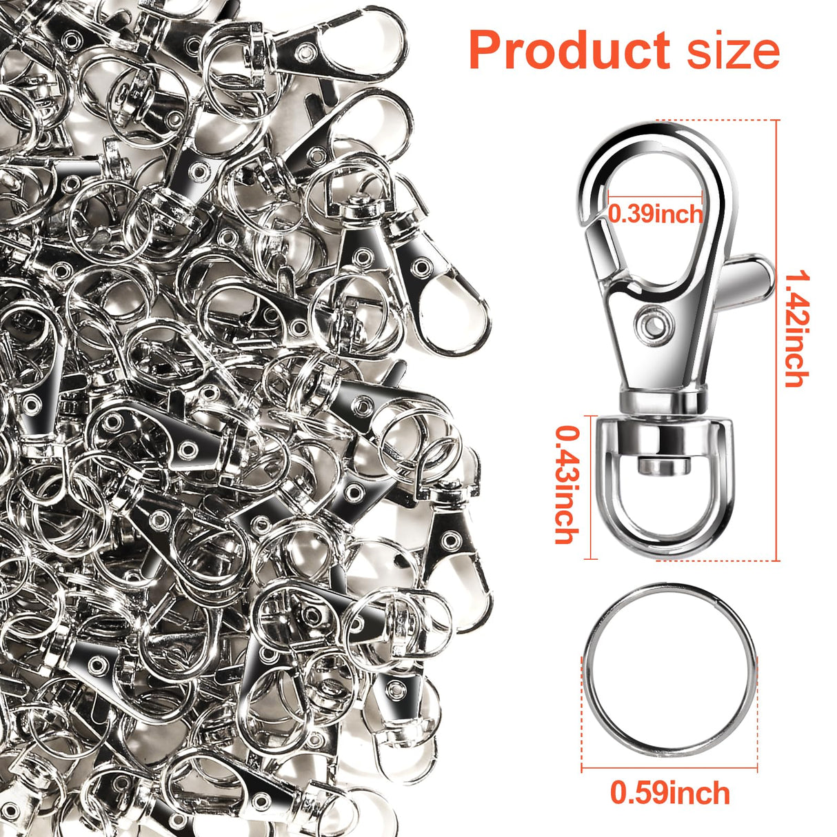 LEOBRO 60PCS Metal Swivel Snap Hooks and Key Rings, 30PCS Small Lobster Claw Keychains Clasps and 30PCS Key Chain Ring for Keychain Clip, Key, Jewelry Making, Art Crafts, Silver LEOBRO