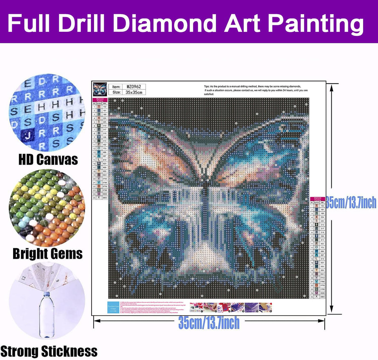 Diamond Art Kits for Adults - Butterfly Diamond Painting Kits for Adults Beginners, Full Drill Diamonds Art Painting Crafts for Home Wall Decor 13.8x13.8in, Landscape croshom