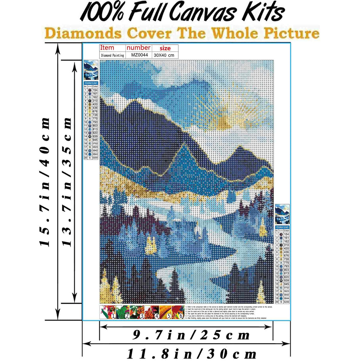 Hestarcul Diamond Painting Kit,Diamond Art Kits for Adults, Abstract Paint with Diamonds Round for Gift,Wall Decor(12x16) (Mountain Sunrise) Hestarcul