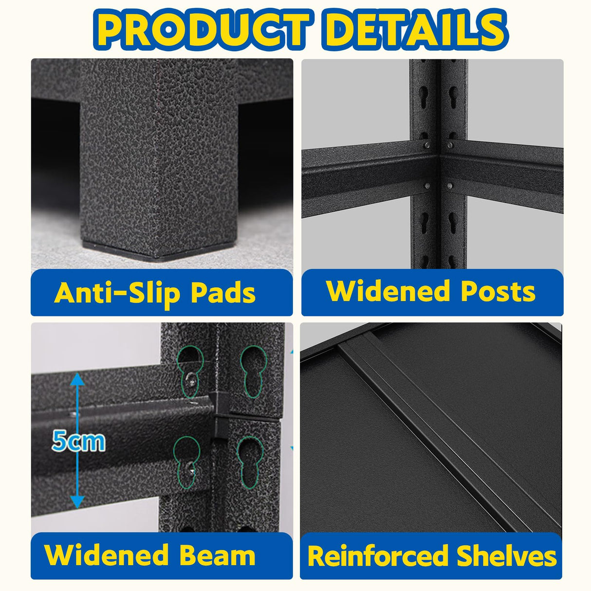 Qxdyt 72''H Garage Shelving Heavy Duty, 2500LBS Storage Shelves, 5-Tier Adjustable Metal Shelve Storage Shelf Rack, Industrial Shelving Unit for Garage, Warehouse, Basement (35" W x 15.7" D x 72" H) Qxdyt