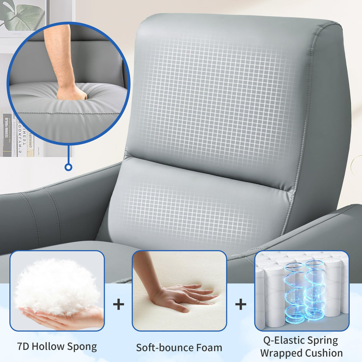 QKFF Wall Hugger Power Recliner Chair, Zero Wall Electric Recliner Chairs with USB Port, Space Saving Large Recliner for Living Room, RV, Home Theater QKFF