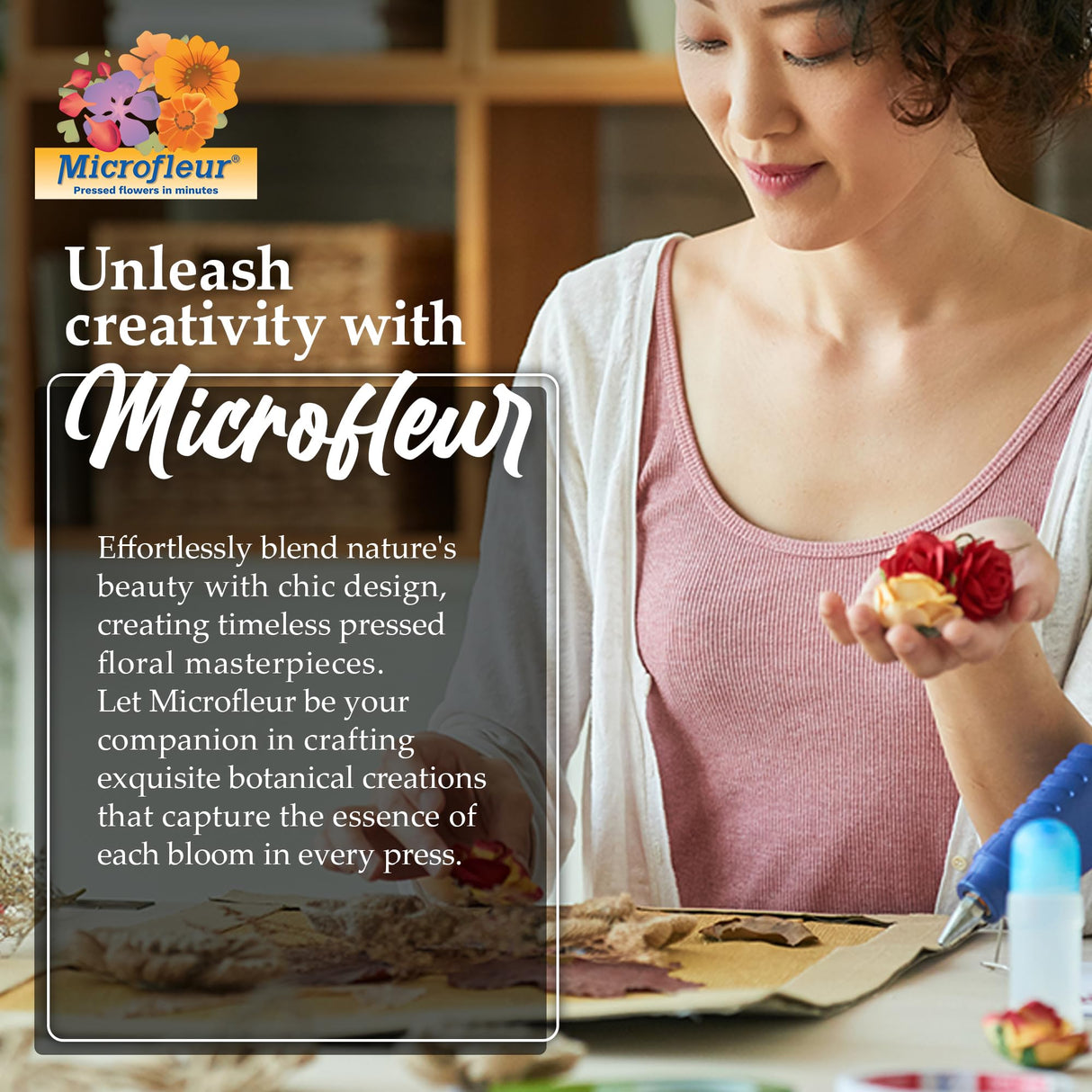 Microfleur Microwave Flower Art Press Kit for Kids and Adults - DIY with Washable Absorbent Cloth, Ideal for Plant Lovers 5" (13 cm) Microfleur