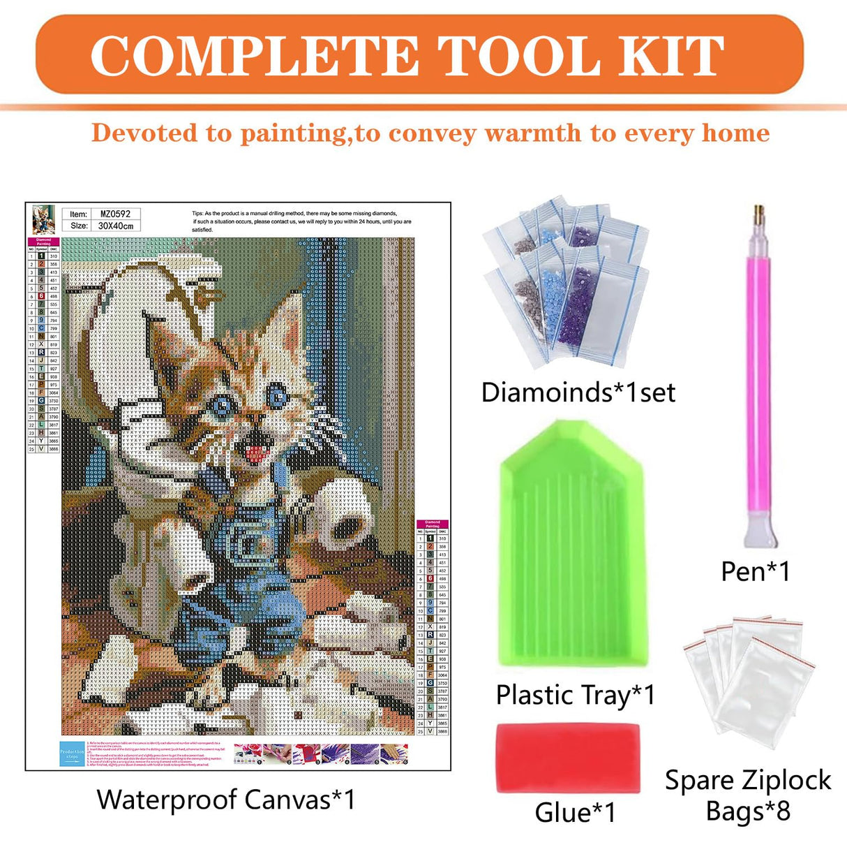 igoodom Diamond Art Kits for Adults, Cat Diamond Art Kits, Full Drill Round Cat Diamond Painting Kits, DIY Gem Art and Crafts for Home Wall Decor Gift 12x16inch igoodom