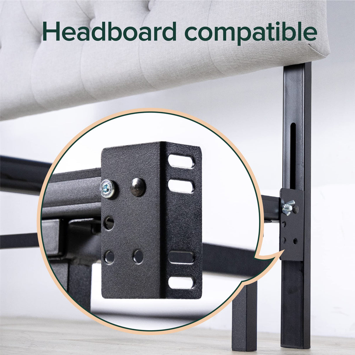 ZINUS Compack Metal 7 Inch Support Bed Frame for Box Spring and Mattress Set, Black, King Zinus