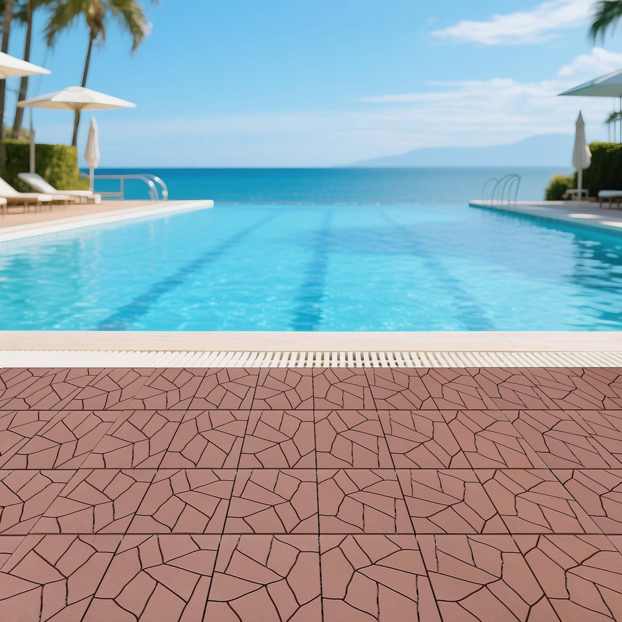 Porch Plastic Outdoor Interlocking Deck Tiles, 44 Pack Patio Flooring, 12"x12" Interlocking Decking Tiles Outdoor Or Indoor All Weather Use, Waterproof Patio Pavers for Pool Balcony Backyard Porch Voyavela