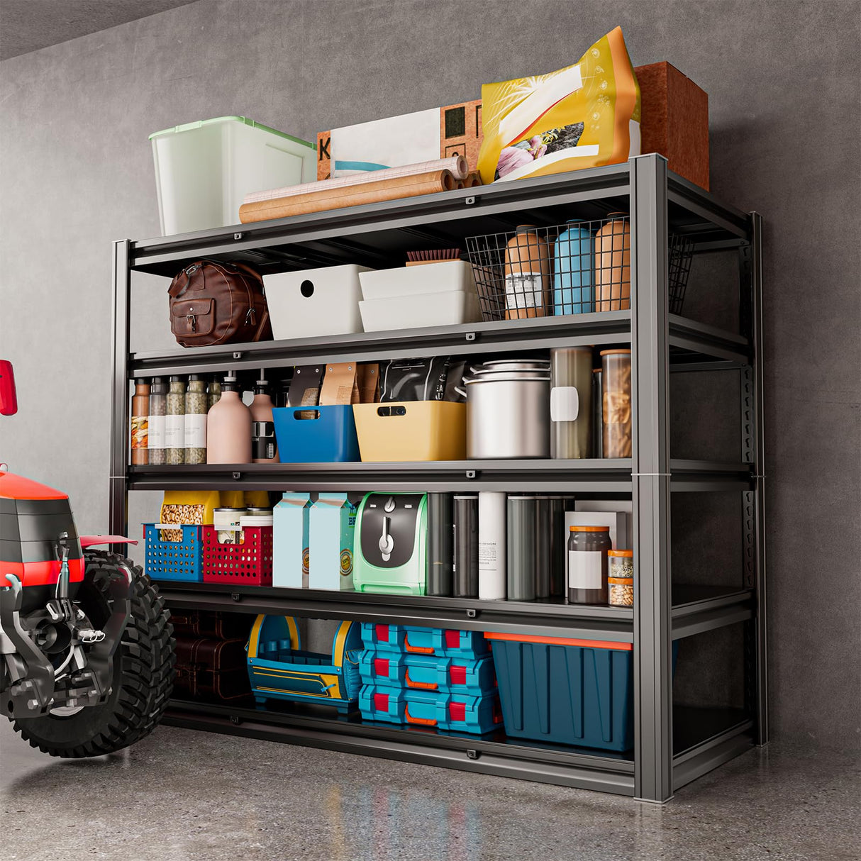 cynnda 5-Tier 60" W x 24" D x 72" H Garage Shelving 3000LBS Storage Shelves Heavy Duty Metal Shelf Unit Adjustable Basement Industrial Storage Racks cynnda