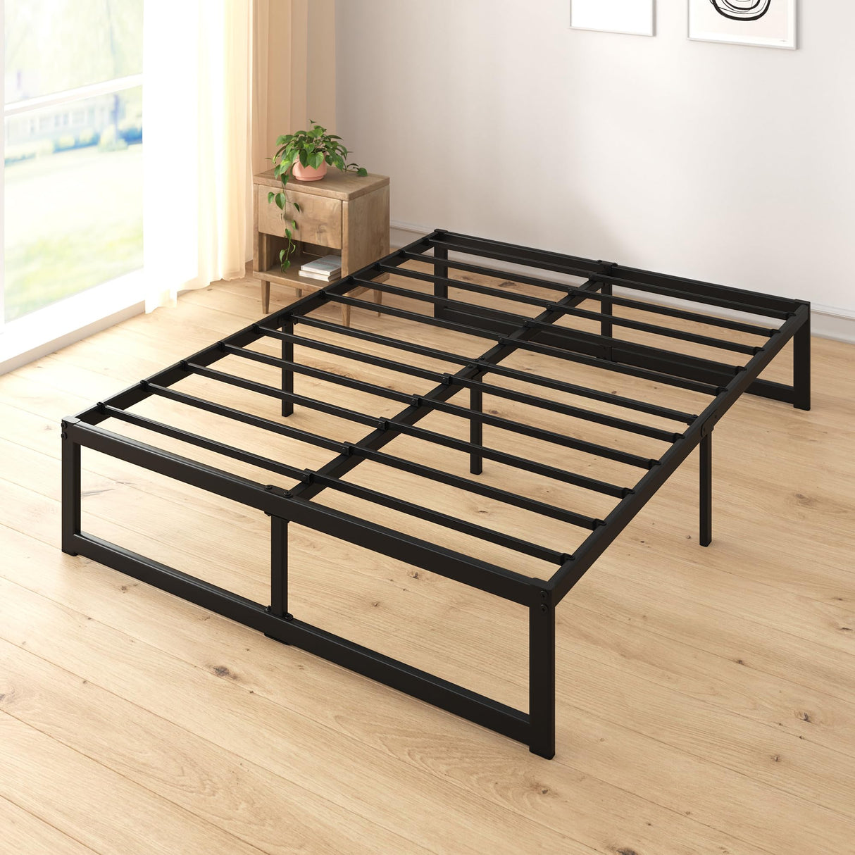ZINUS ABEL 14 Inch Platform Bed Frame, Steel Slat Support, Easy Assembly, No Box Spring Needed, Eco Friendly WonderBox(TM) Packaging, Black, Full ZINUS