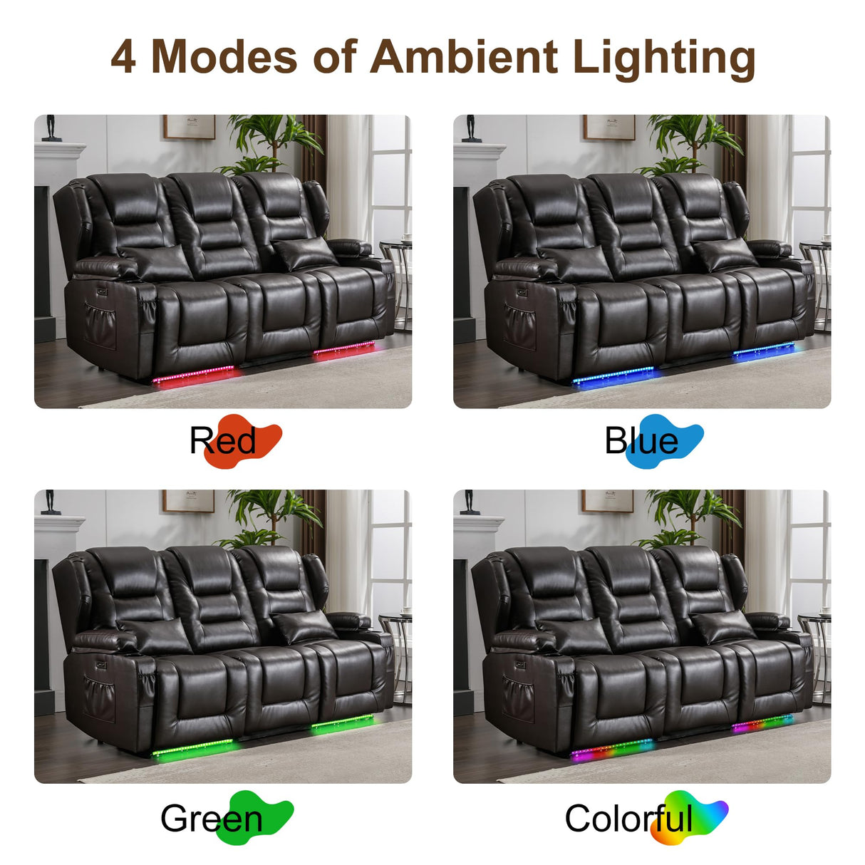 DRMBOOK RV Power Loveseat Recliner Sofa, Faux Leather 3-Seater Wall Hugger Reclining Sofa, Home Theater Seating Chair with Cup Holders, 3 Person Couch RV Furniture for Living Room, Brown DRMBOOK