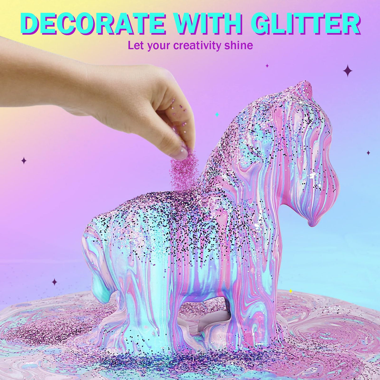LAOESE Unicorns Paint Pouring Art Kit - DIY Craft for Kids Age 6-12, Arts and Crafts Kit for Girls & Boys, Toys Girls Boy Birthday Gift Ages 4 5 6 7 8 9 10 11 12+ LAOESE